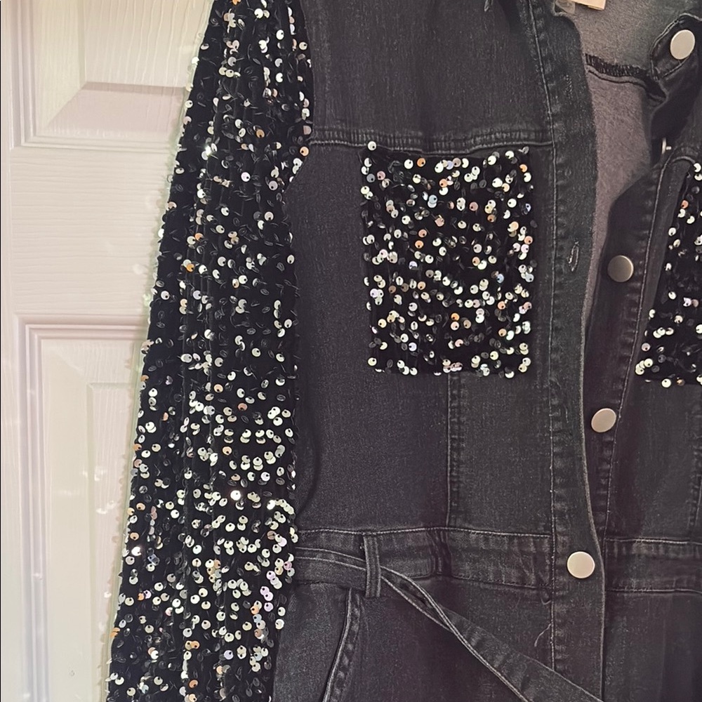Fantastic Fawn Black Sequin Jumpsuit - Picture 4 of 5
